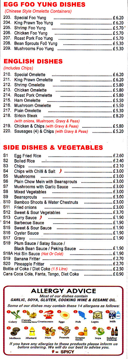 Peking Aroma Shrewsbury menu