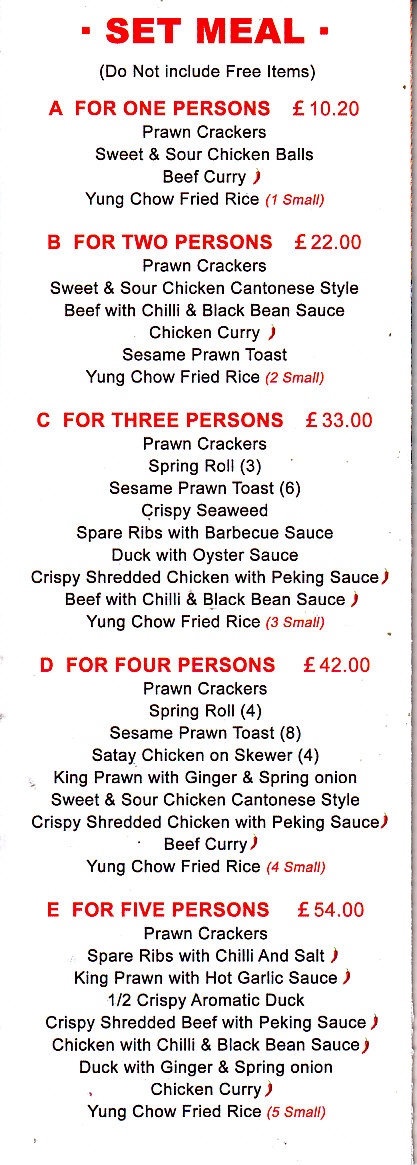 Peking Aroma Shrewsbury menu