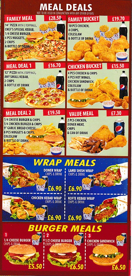 Menu of Best Kebab Pizza House, Oswestry