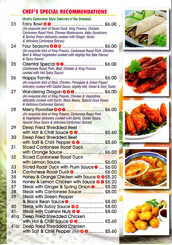 DRAGON BOAT Menu in Oswestry