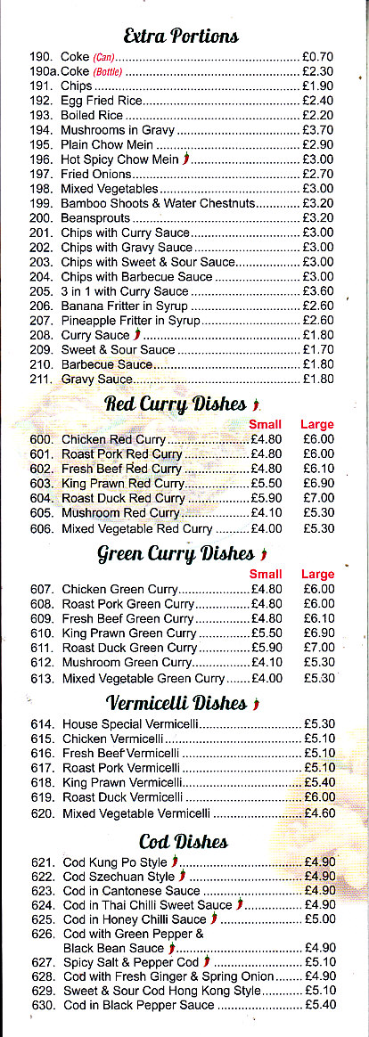 Jolly Garden Cantonese Menu in Oswestry