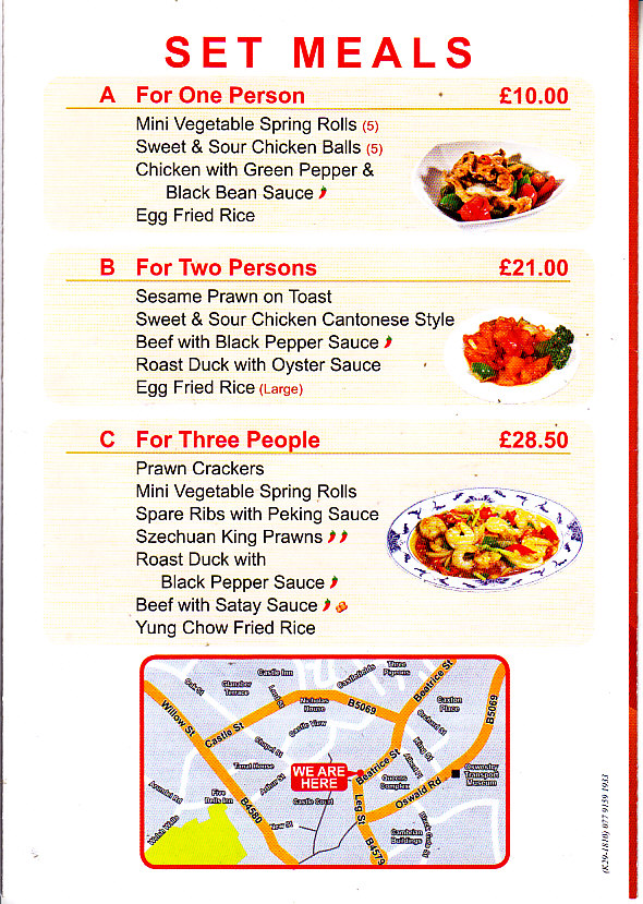Kwan Tung  Menu in Oswestry
