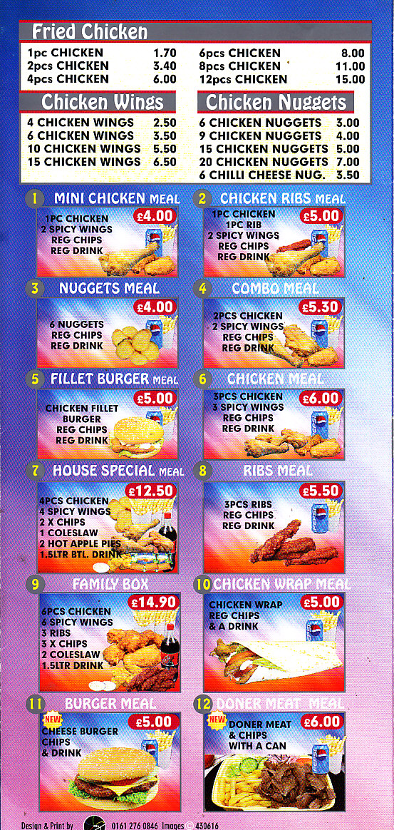 USA Fried Chicken Menu in Oswestry