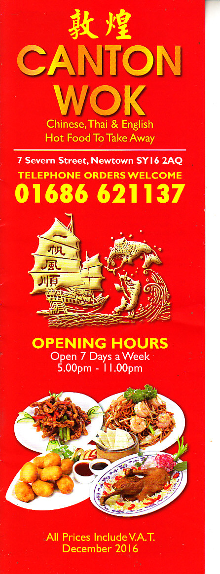 Canton Wok menu in Newtown SY16