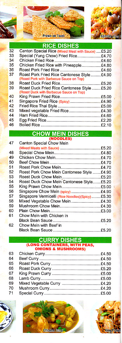 Canton Wok menu in Newtown SY16