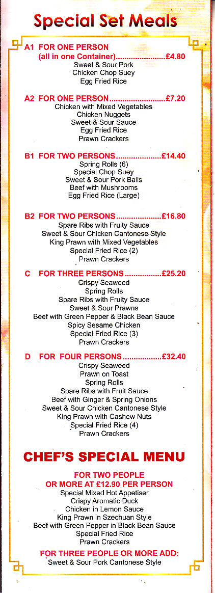 Canton Wok menu in Newtown SY16