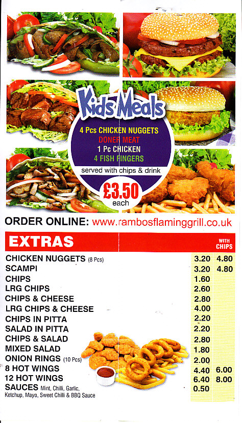 Rambo's menu in Newtown SY16