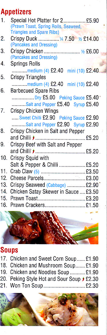 The Lantern menu in Welshpool