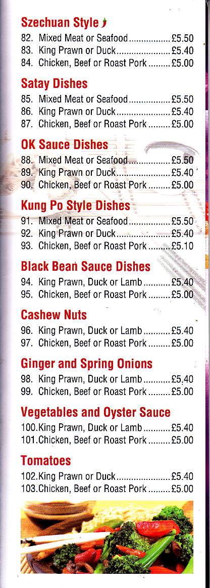 The Lantern menu in Welshpool