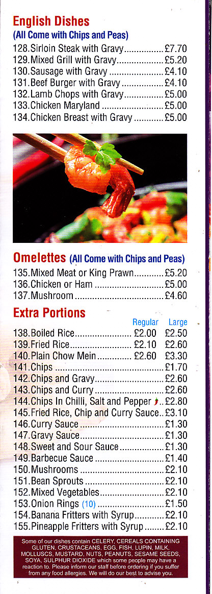 The Lantern menu in Welshpool